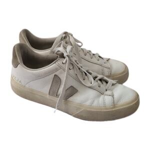 Veja Campo Chromefree Leather Sneakers Women's 7 White Beige Walking Casual Shoe